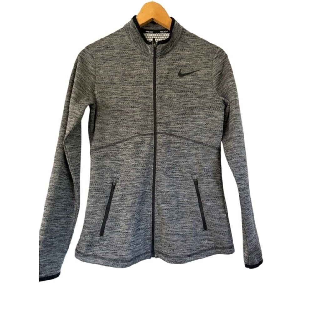 Nike Golf Dri-FIT Women Small Full Zip Jacket Heathered Waffle Knit Mock Neck